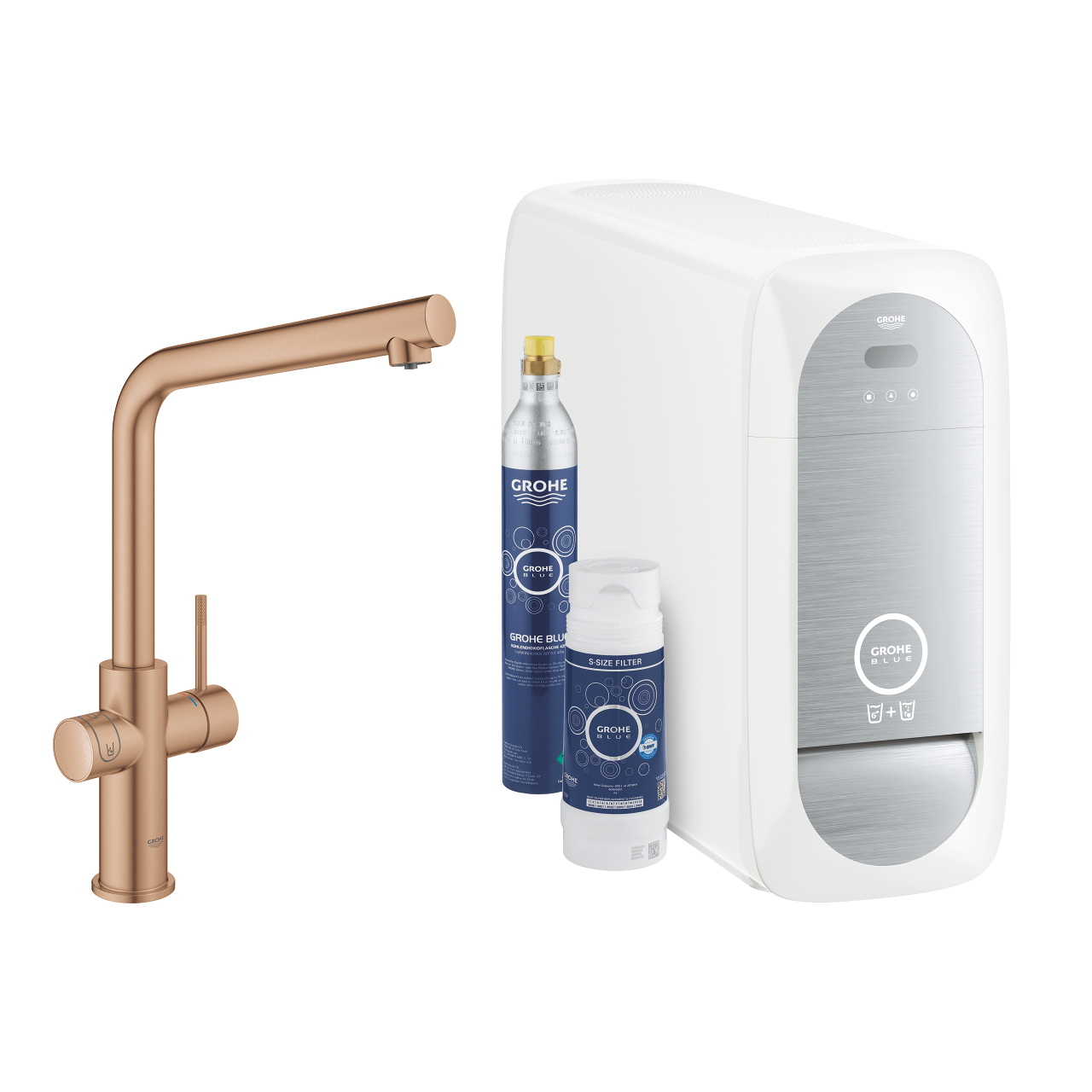 GROHE Blue Home køkkenarmatur L-tud. Børstet Warm Sunset