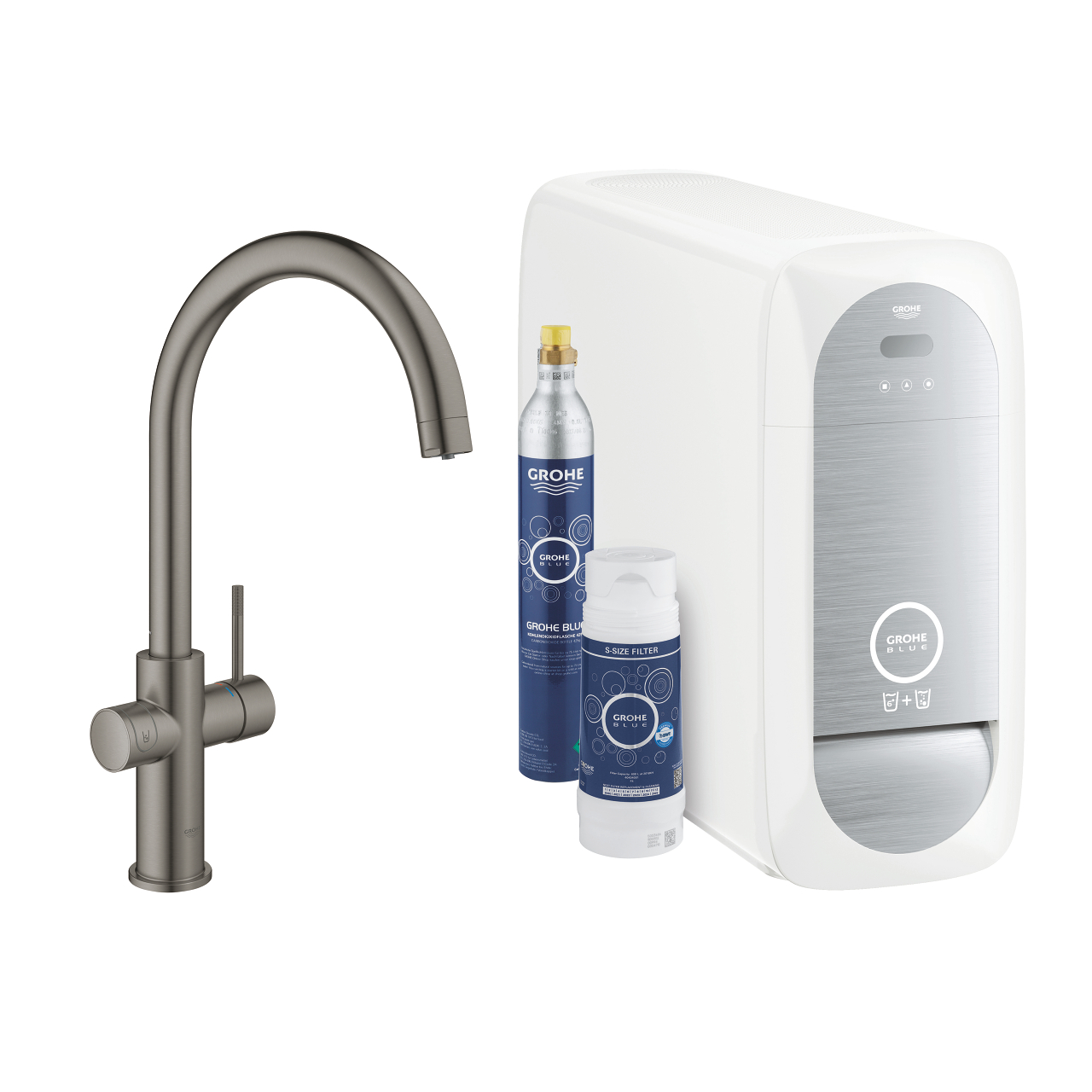 GROHE Blue Home køkkenarmatur C-tud. Børstet Hard Graphite