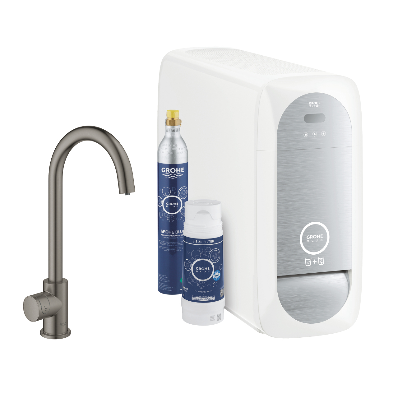 GROHE Blue Home Mono køkkenarmatur C-tud. Børstet Hard Graphite