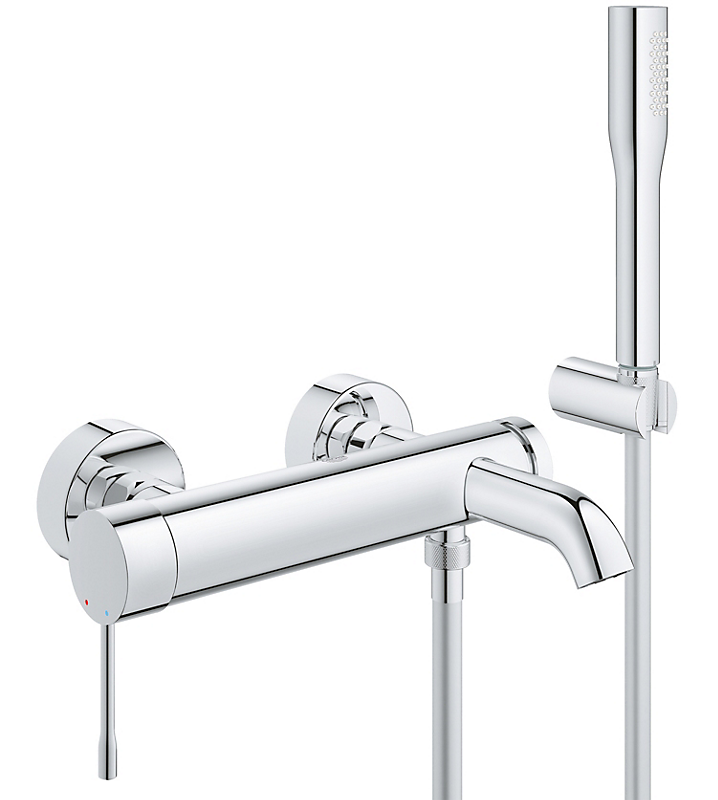 GROHE Essence kar/brusearmatur inkl. håndbrusersæt m/rosetter. Krom