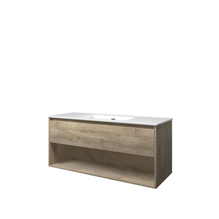Sanibell Proline møbelsæt 120x46cm rå eg 1 skuffe åben hylde