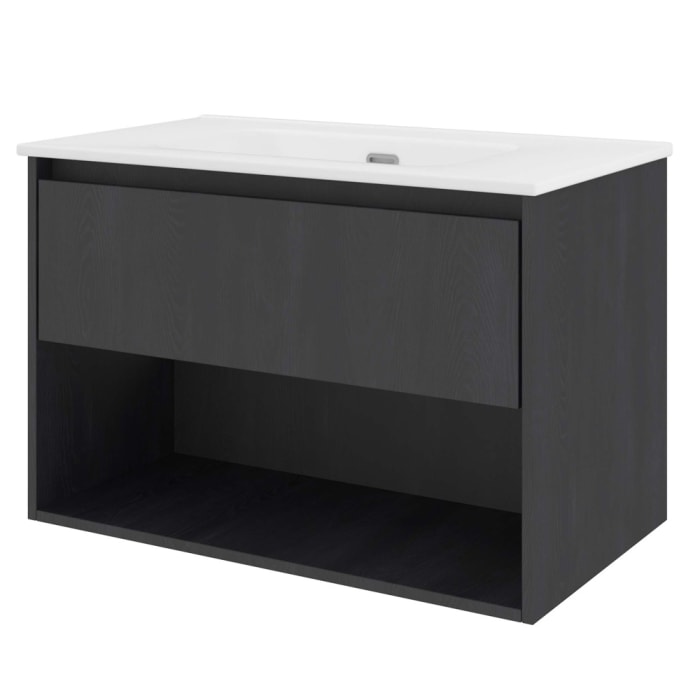 Sanibell Proline møbelsæt 81x46cm sort eg, 1 skuffe og 1 åben hylde