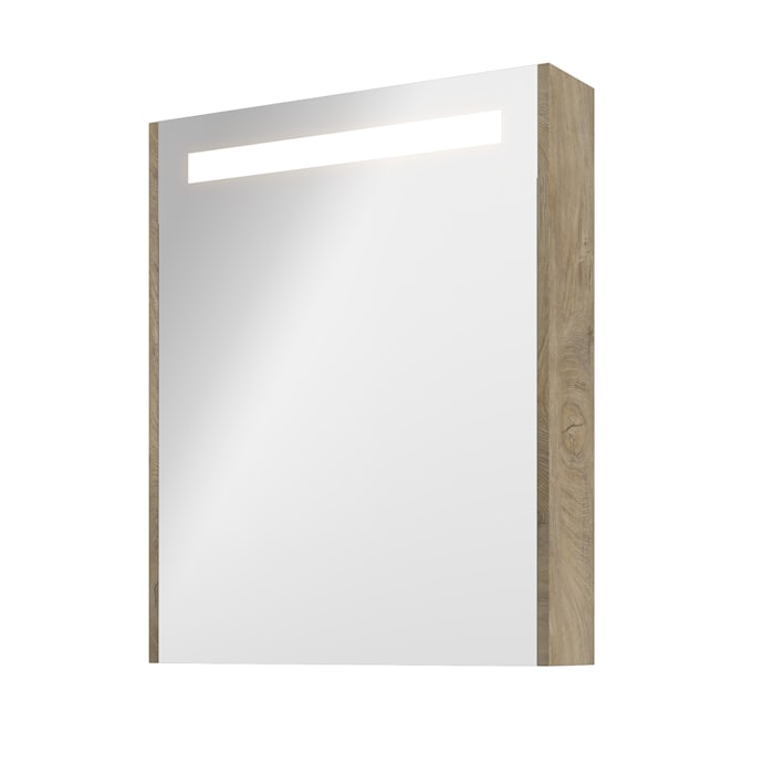 Proline spejlskab 60x74cm, LED belysning, rå eg paneler