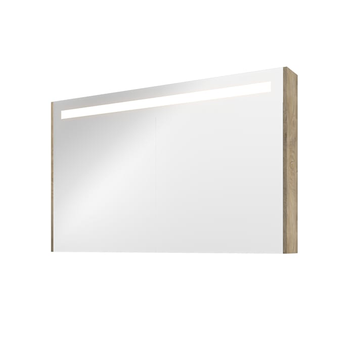 Proline spejlskab 120x74cm, LED belysning, rå eg paneler