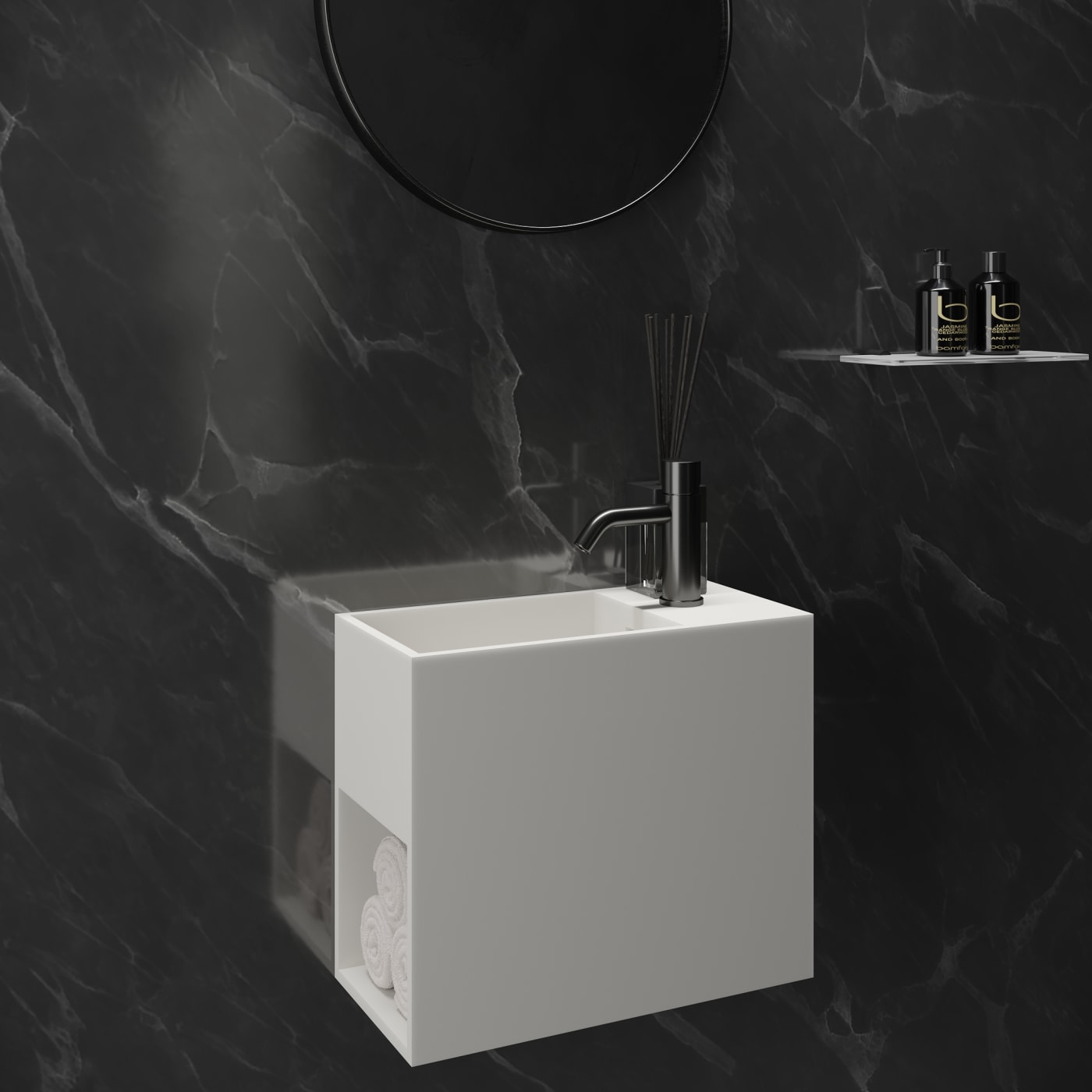 Ideavit solidwash håndvask 45x22cm med hanehul og overløb