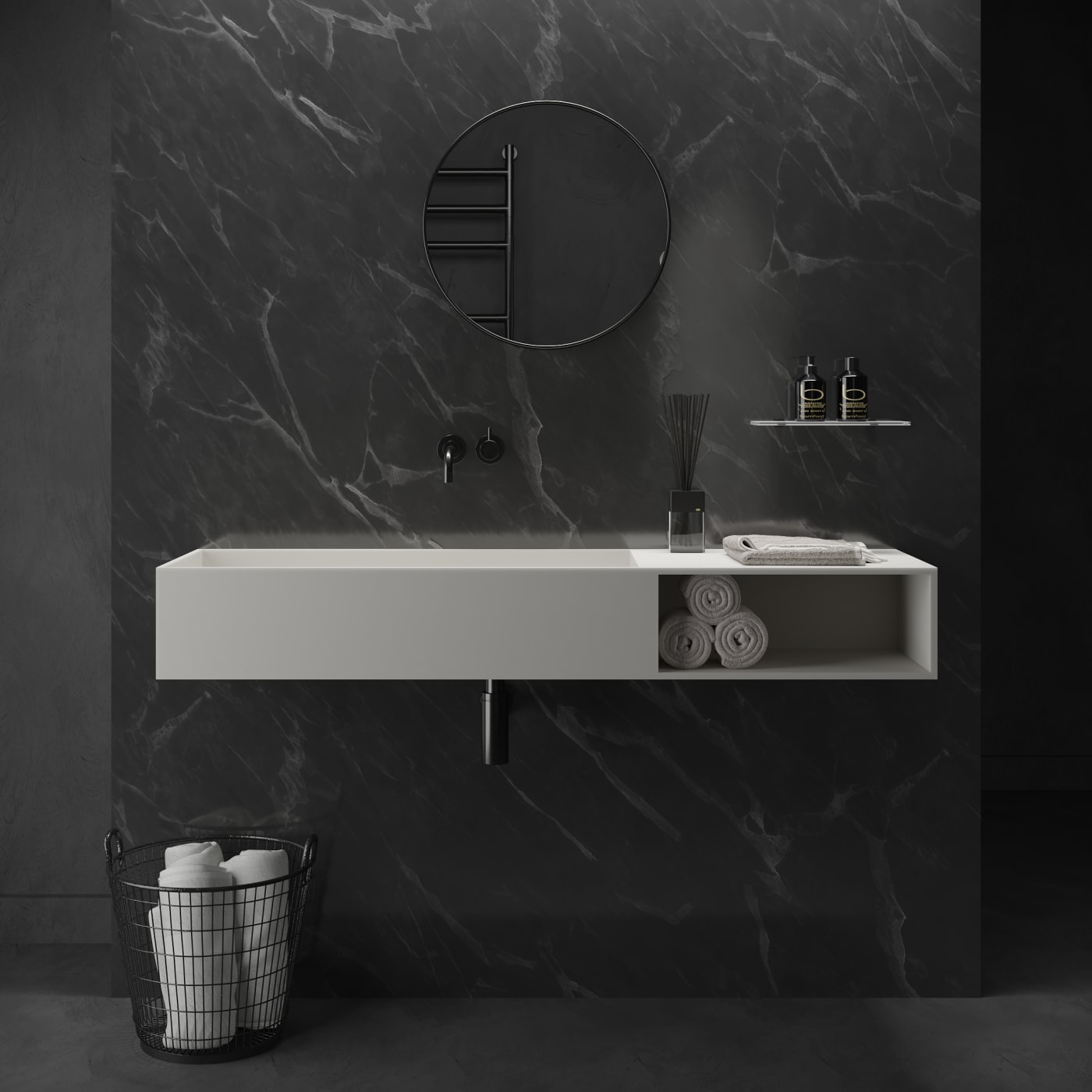 Ideavit solidpure-140 håndvask 140x37,6 uden hanehul og overløb