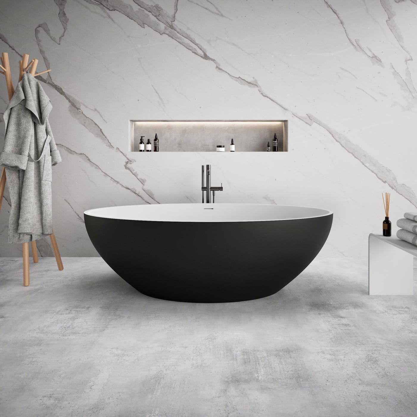 Ideavit solidellipse fritstående solid surface badekar 180x88cm