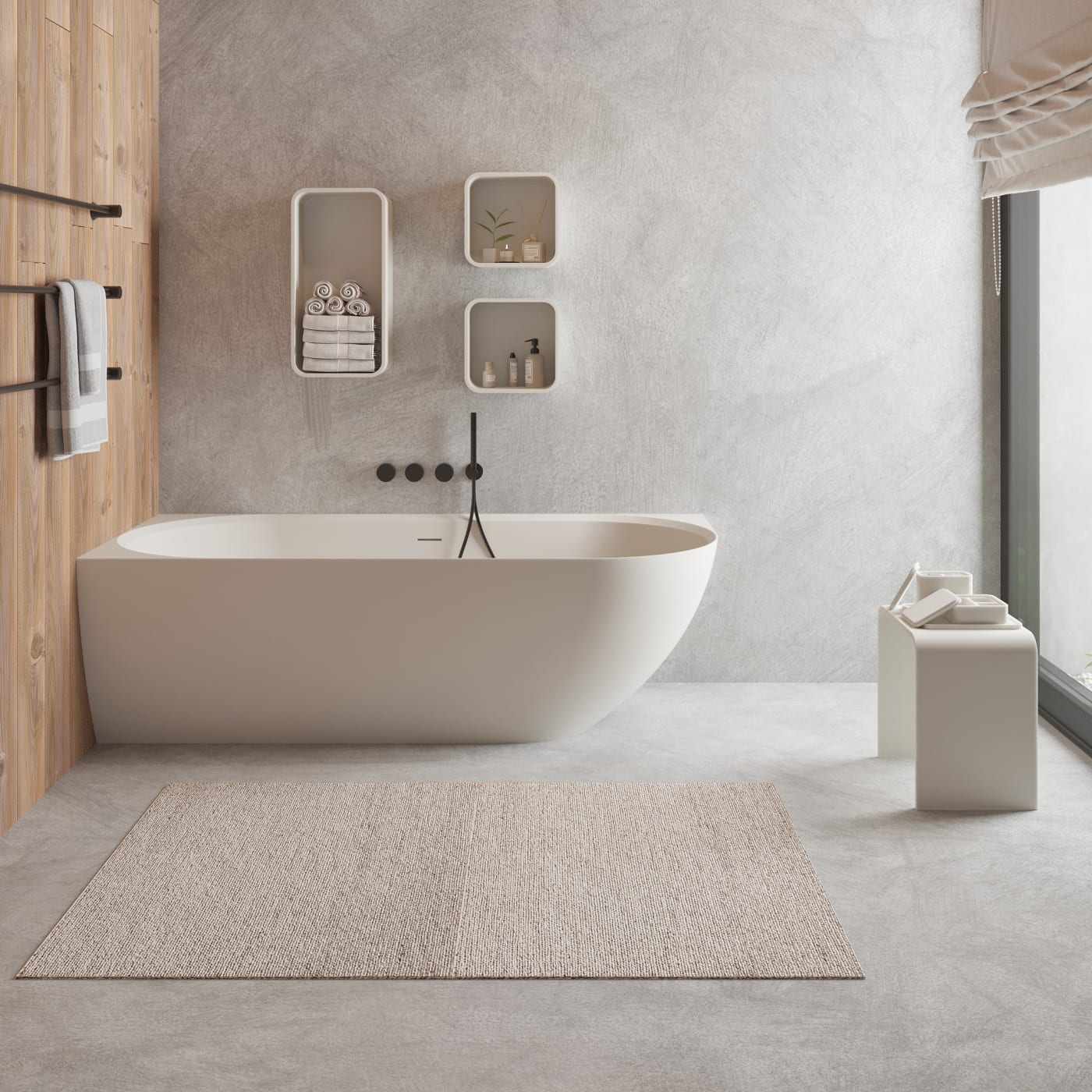 Ideavit solidnova back-to-wall solid surface badekar 180x80cm