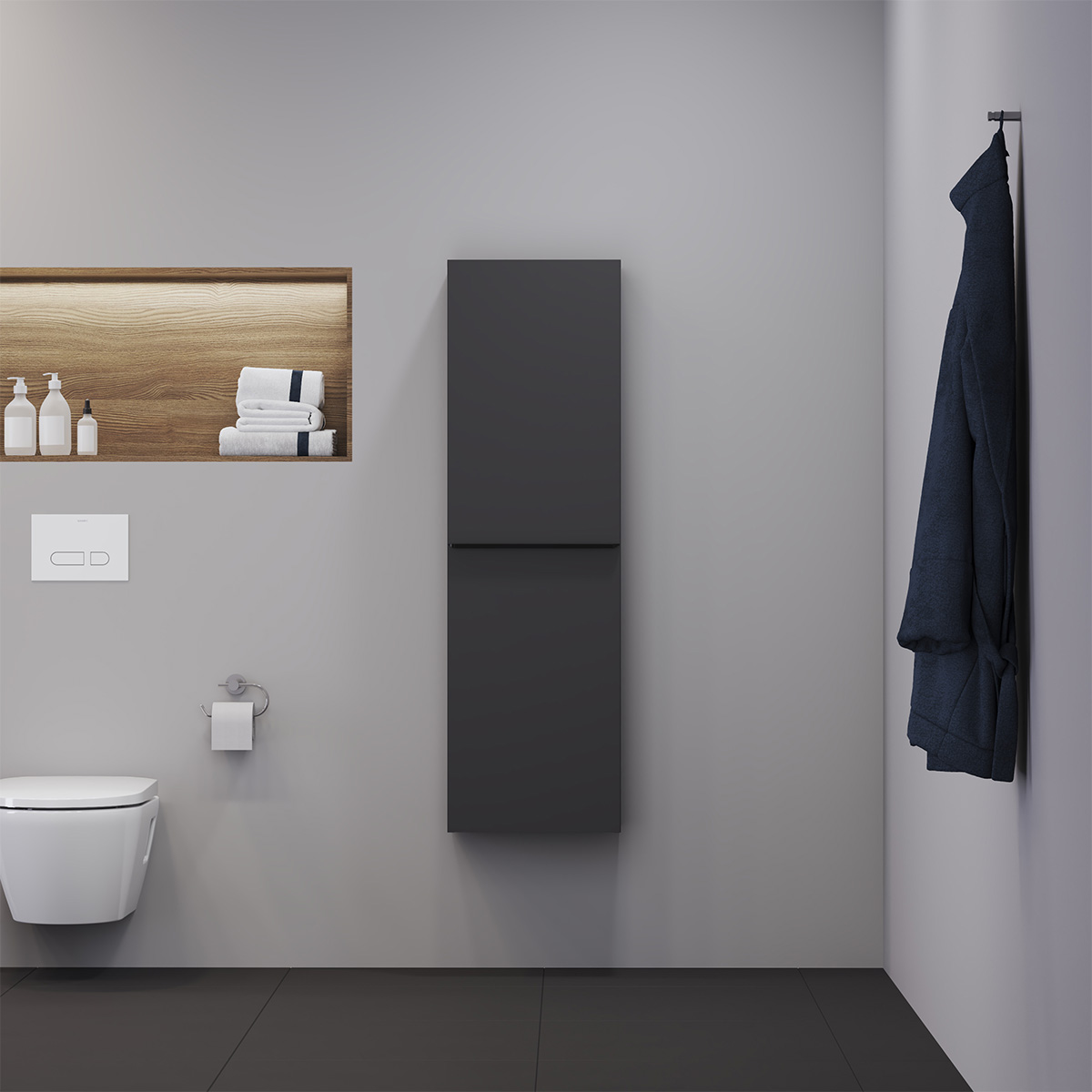 Duravit D-Neo halvhøjskab, mat grafit, 400x240x1320 mm