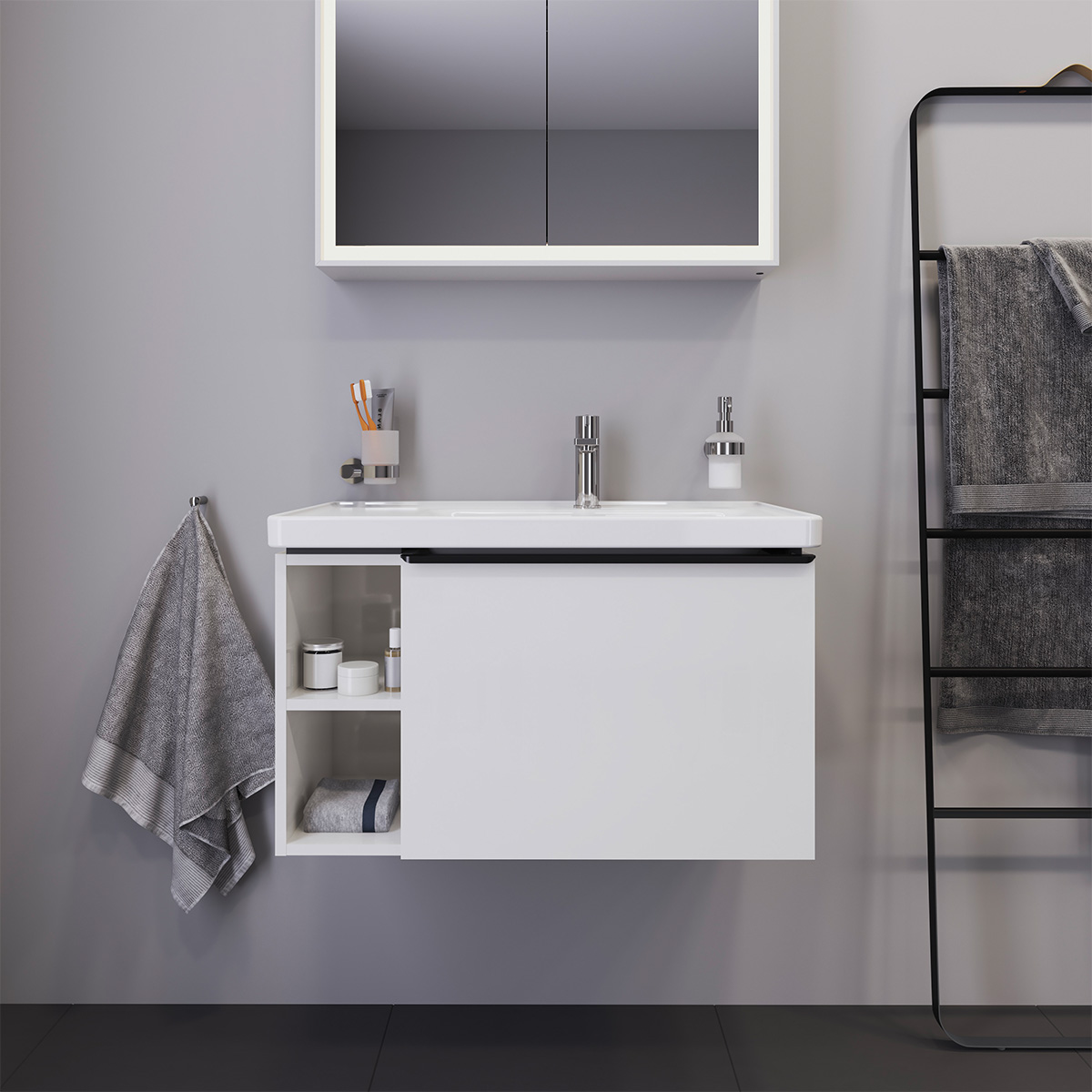 Duravit D-Neo vaskeskab - hvid højglans,1-skuffe