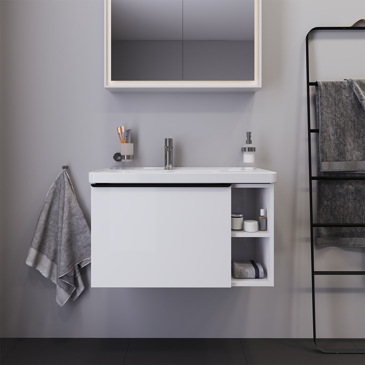 Duravit D-Neo vaskeskab hvid glans, 1-skuffe