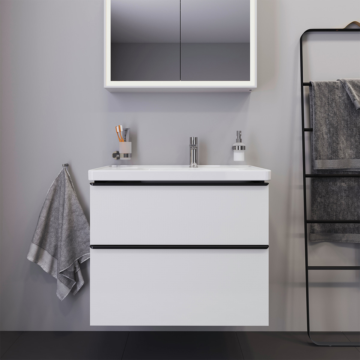 Duravit D-Neo vaskeskab - hvid glans, 2-skuffer