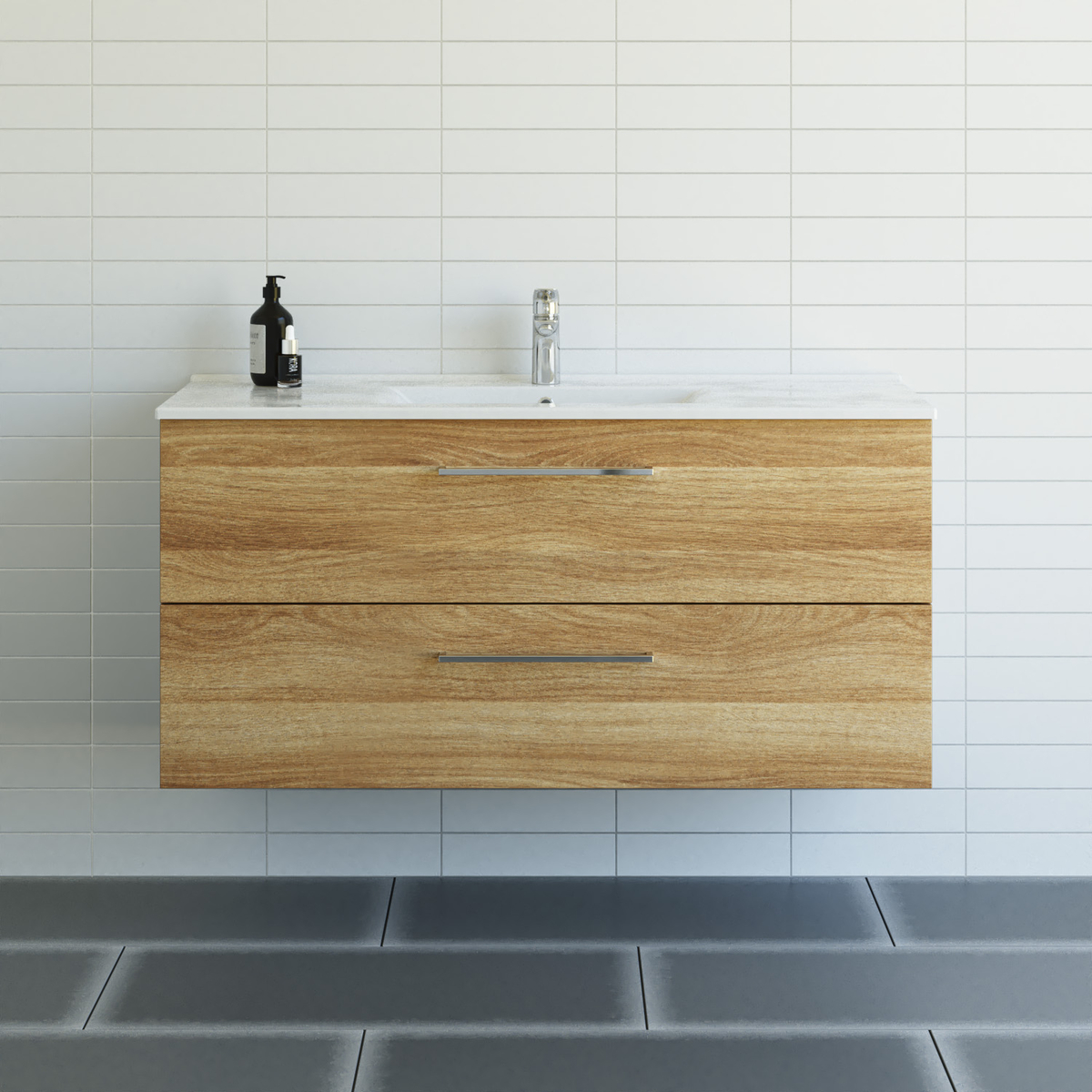 Dansani Mido+ møbelsæt 120 cm, varm eg med Amber vask