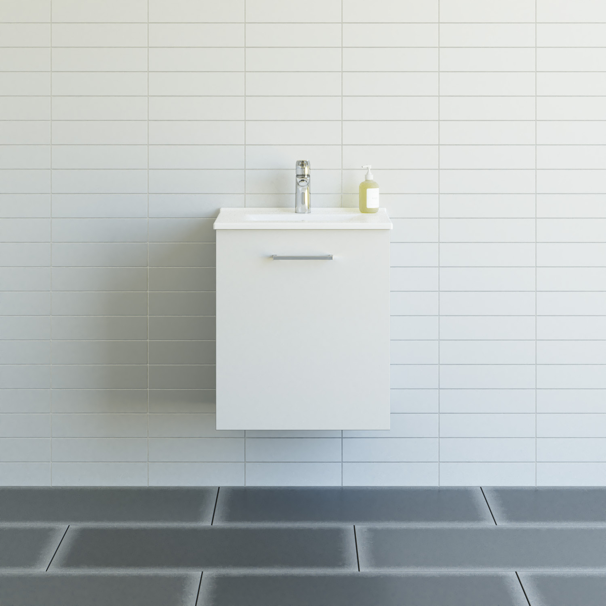 Dansani Mido+ møbelsæt 51 cm, hvid mat med Amber Mini vask (højre)