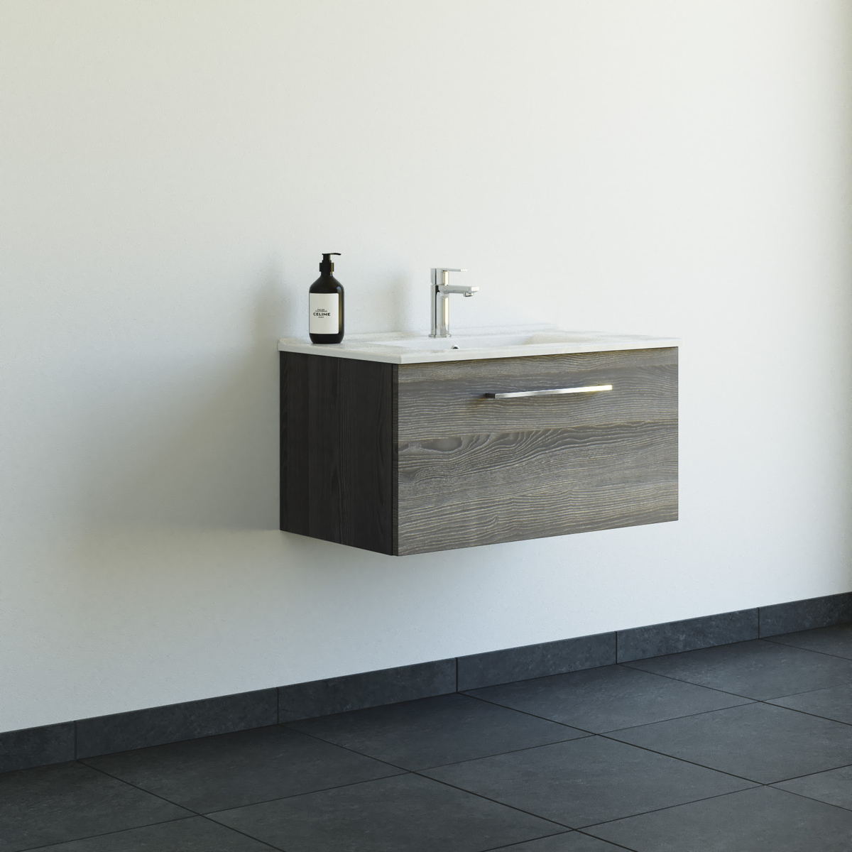 Dansani Mido+ møbelsæt 81 cm med 1 skuffe, pine grey m/ Amber vask
