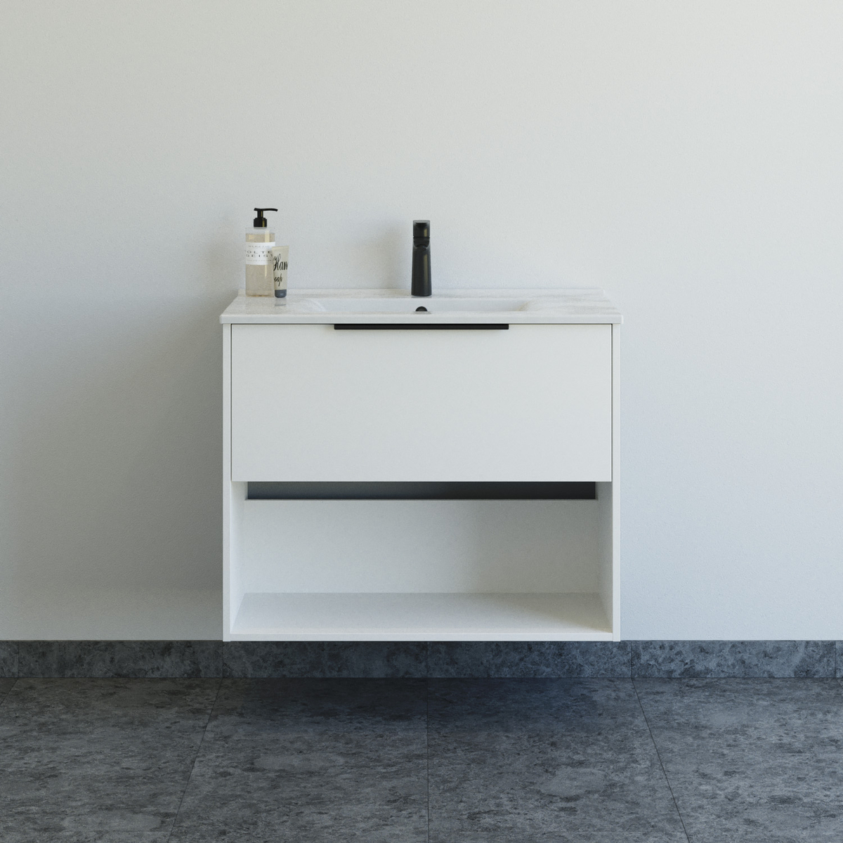 Dansani Mido+ Classic møbelsæt 81 cm, hvid mat m/ Amber vask