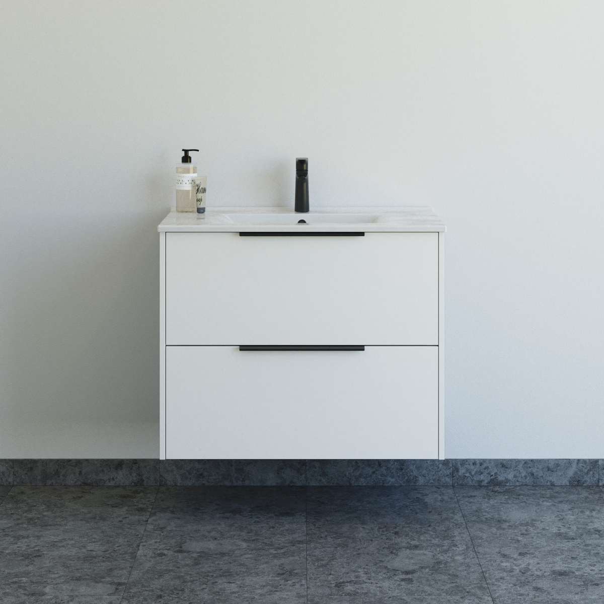 Dansani Mido+ Classic møbelsæt 81 cm, hvid mat m/ Amber vask