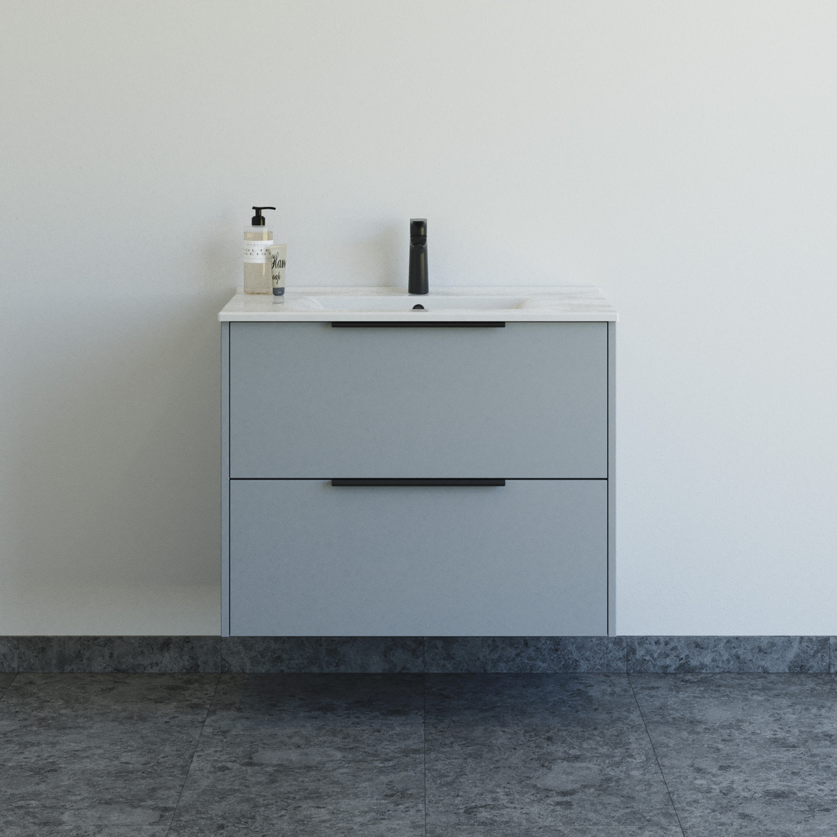 Dansani Mido+ Classic møbelsæt 81 cm, lyseblå mat m/ Amber vask