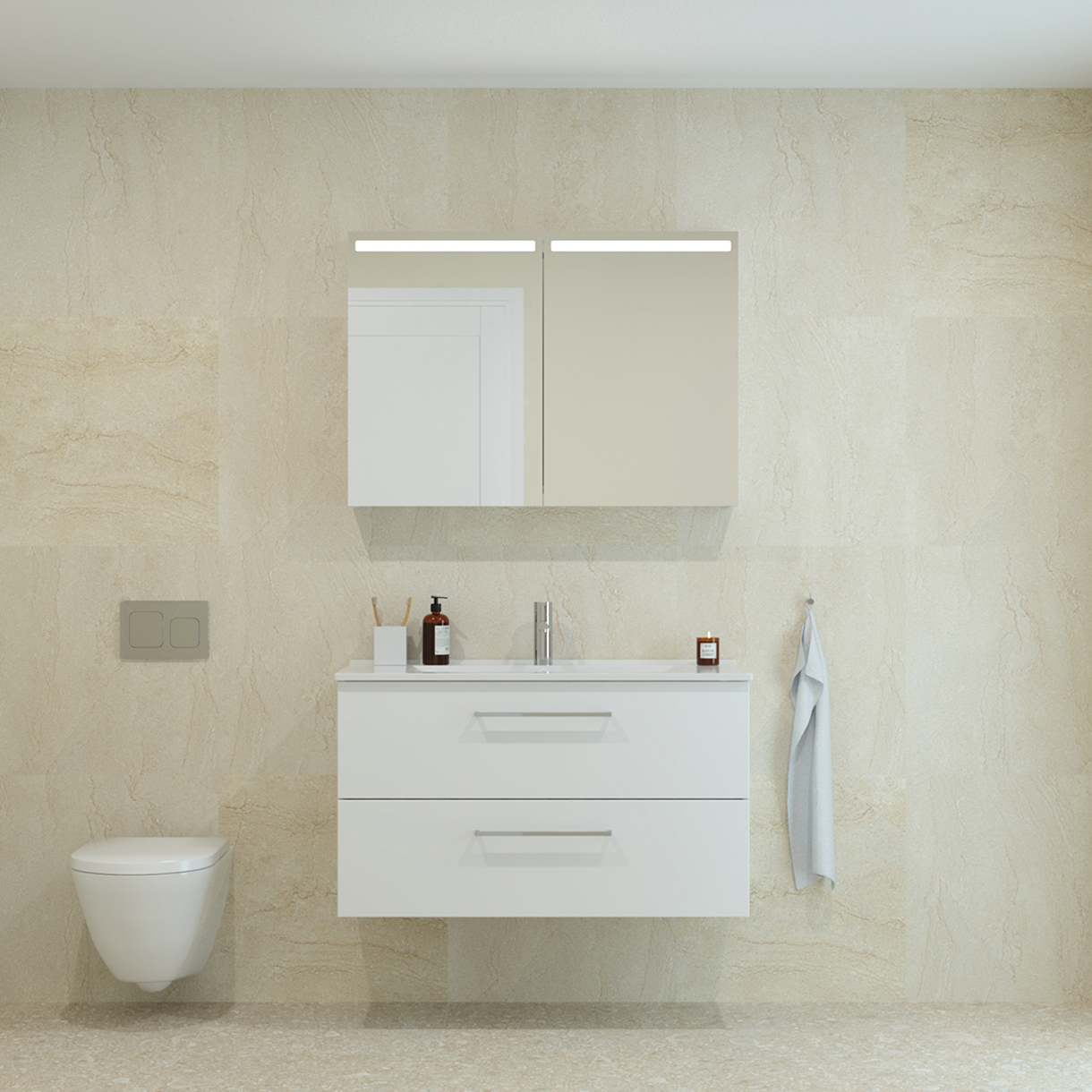 Dansani Mido+ Top spejlskab 100 cm, hvid mat