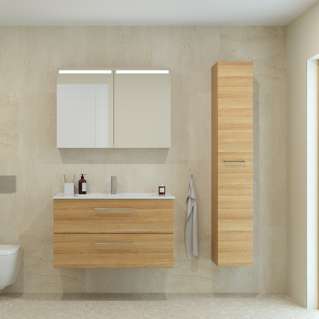 Dansani Mido+ Top spejlskab 100 cm, varm eg