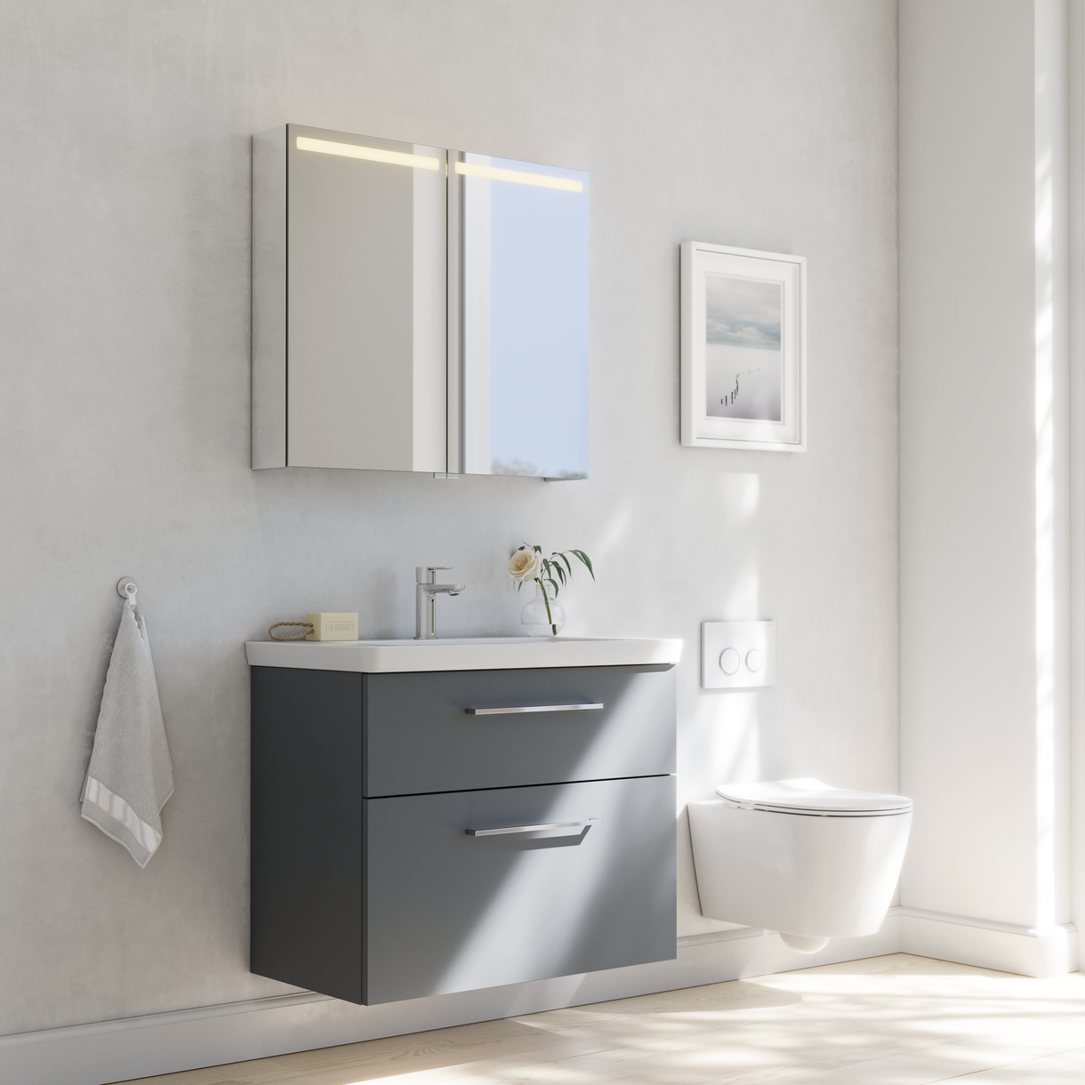 Dansani Mido+ Top spejlskab 80 cm, alu
