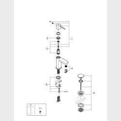 GROHE Plus hndvaskarmatur Str. S 5,7L med push up bundventil, krom
