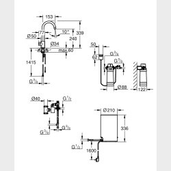 Grohe Red II Mono Arnatur &amp; kedel C-tud boiler M EU. Brstet hard graphite