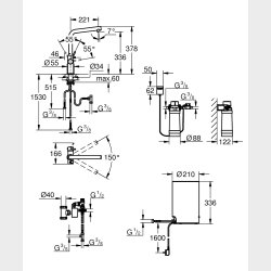 Grohe Red II Duo Armatur &amp; kedel L-tud boiler M EU. Brstet hard graphite