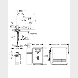 GROHE Blue Professional Mono armatur, C-tud starter kit