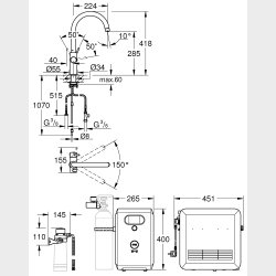 GROHE Blue Professional kkkenarmatur med kler og C-tud. Krom