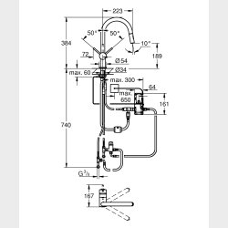 GROHE Minta Touch Elektronisk kkkenarmatur med udtrkstud dual C-tud - Krom