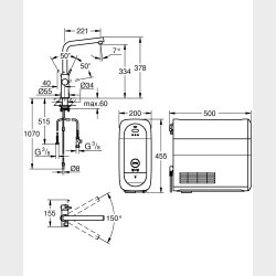 GROHE Blue Home Kkkenarmatur med kler starter kit. L-tud. Supersteel