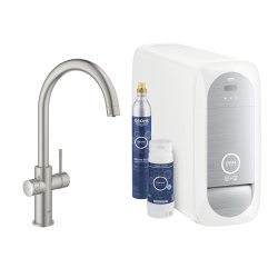 GROHE Blue Home Kkkenarmatur med kler starter kit. C-tud. Supersteel