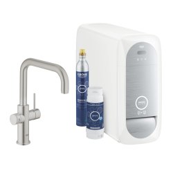 GROHE Blue Home Kkkenarmatur med kler starter kit. U-tud. Supersteel
