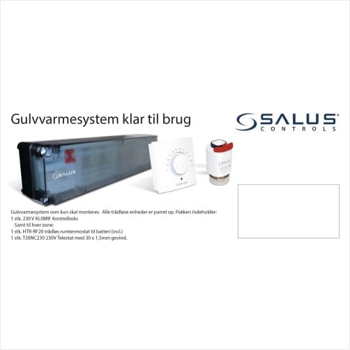 SALUS gulvvarmesystem parret og klar til brug 9 zoner