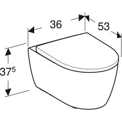 Geberit iCon vghngt toilet. Mat hvid med mat hvidt toiletsde. Rimfree