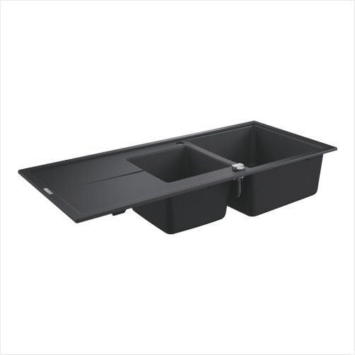 Grohe K400 kkkenvask m/ aflbsbakkestandard indbygning - Sort, kompositvask 