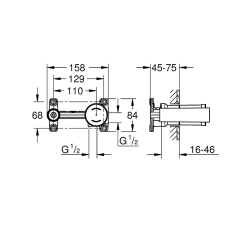GROHE hndvaskarmatur med skjult krop til 2-huls hndvaskbatteri, Indbygning