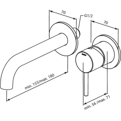 Damixa Silhout indbygningsarmatur brstet kobber PVD