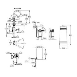 GROHE Red Duo kkkenarmatur med C-tud og kedel i strrelse M. Krom