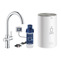 GROHE Red Duo kkkenarmatur med C-tud og kedel i strrelse M. Krom