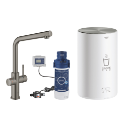 Grohe Red II Duo Armatur &amp; kedel L-tud boiler M EU. Brstet hard graphite