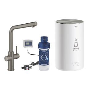 Grohe Red II Duo Armatur & kedel L-tud boiler M EU. Brstet hard graphite