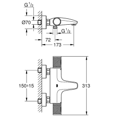 GROHE Grohtherm 1000 Performance termostatarmatur til kar &amp; brus. Forkromet