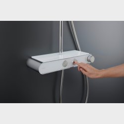  Duravit termostatisk Shower System med hylde, Krom|Hvid hjglans