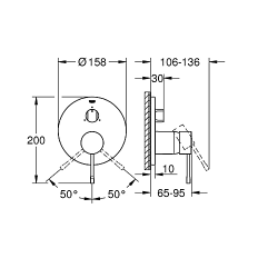 GROHE Essence new brusearmatur 158mmx136mm 3vejs. Hard graphite