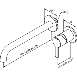 Damixa Silhouet indbygningsarmatur matsort PVD 250 mm