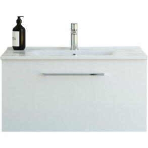 Dansani Mido+ m�bels�t 81 cm 1 skuffe, hvid h�jglans m/ Amber vask