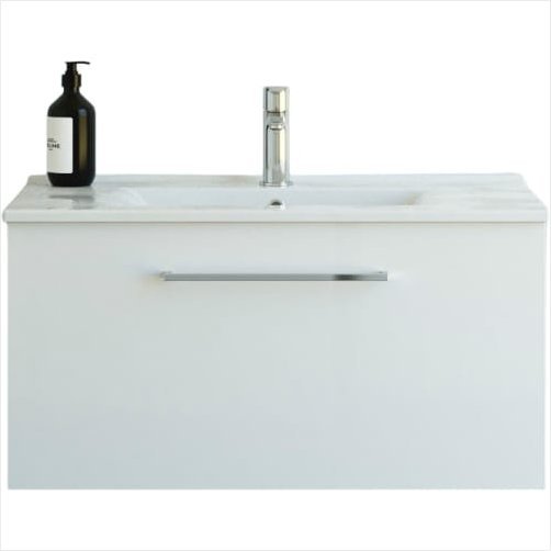 Dansani Mido+ m�bels�t 81 cm 1 skuffe, hvid h�jglans m/ Amber vask