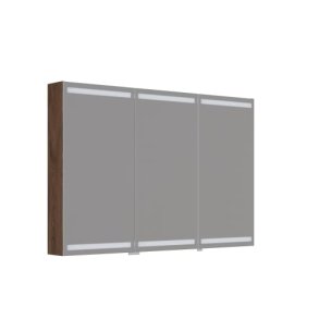 Dansani Level spejlskab 120 cm m/lys, lysstyring, 3 l�ger og tr�bakker - Brun eg